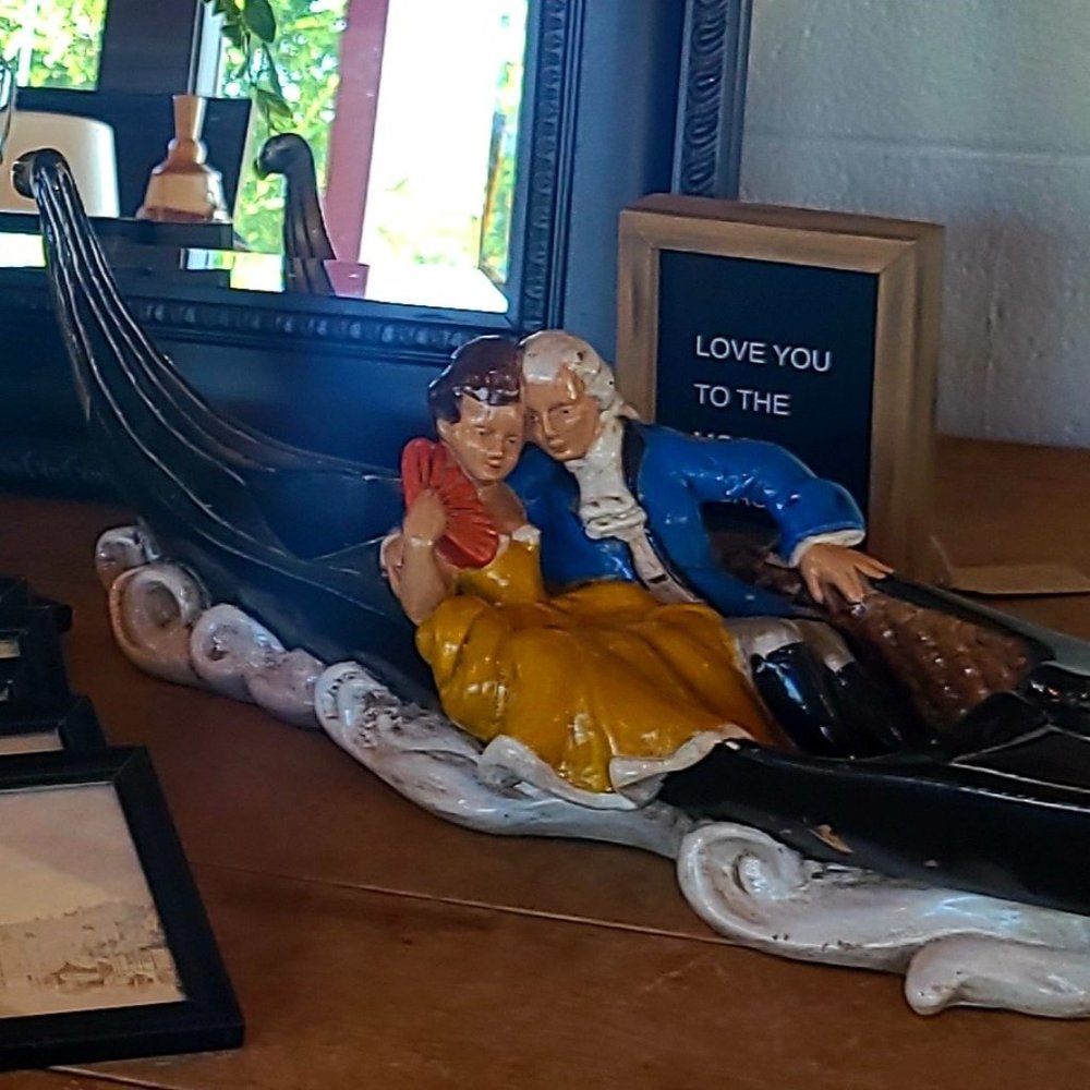 Mid-Century Vintage Chalkware Gondola 29x8 Rococo